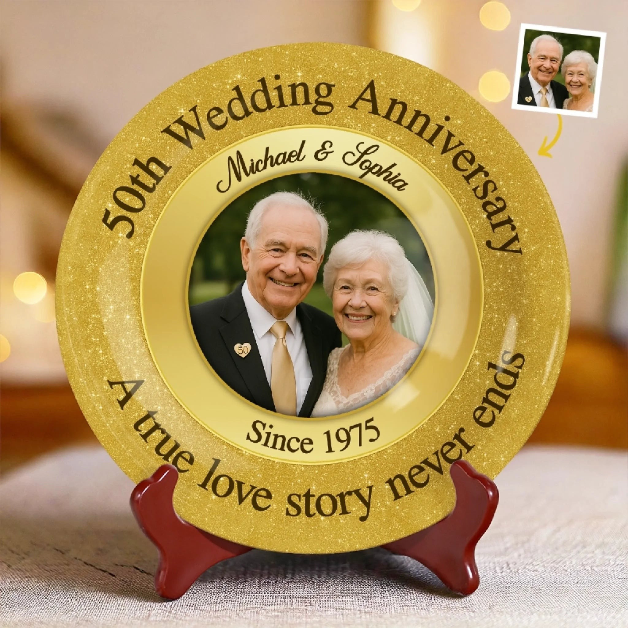 Personalized Ceramic Plates Together Golden 50th Wedding Anniversary Gifts For Husband Wife
