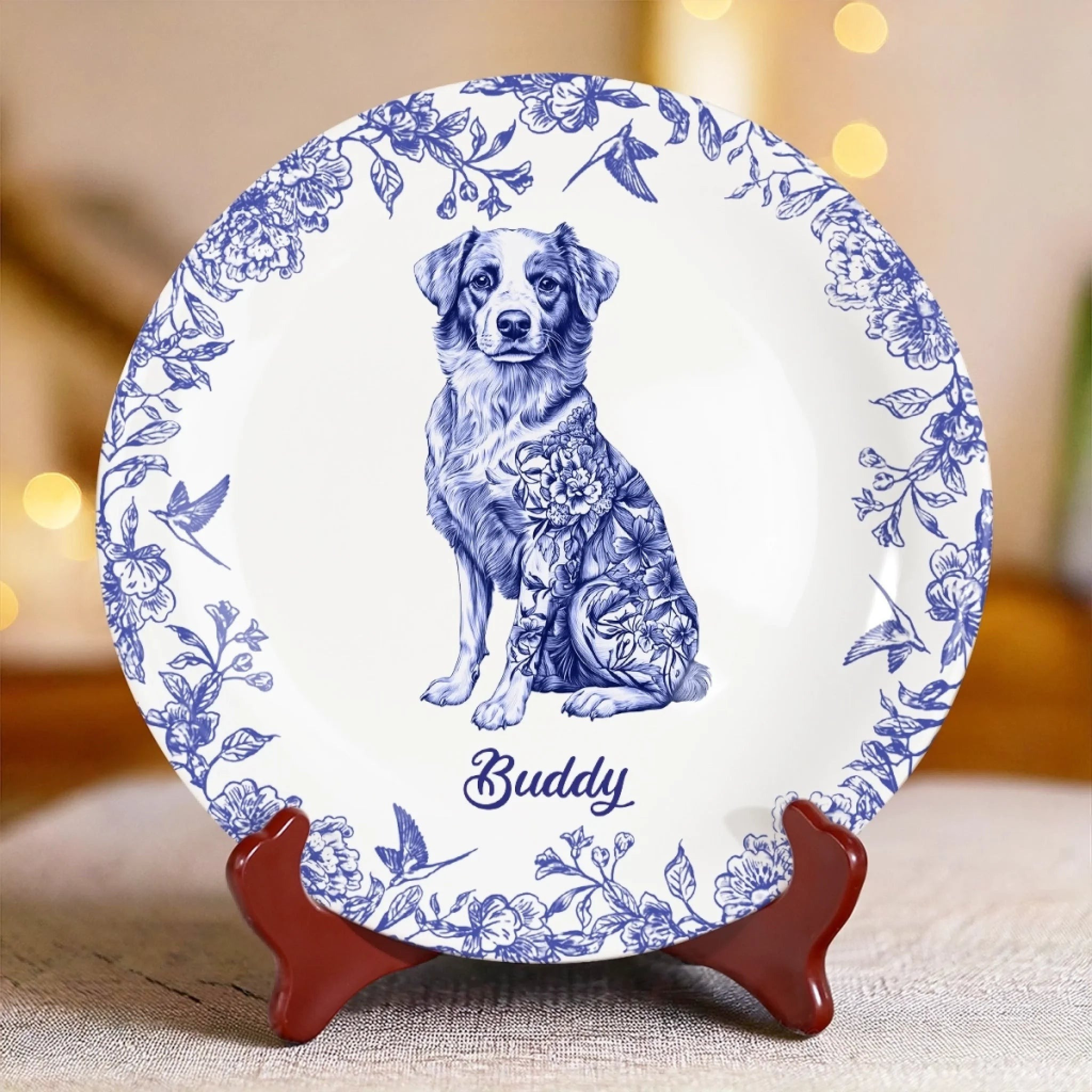 Personalized Ceramic Plates Whispers Of Love In Blue Memorial Gifts For Loss Of Dog