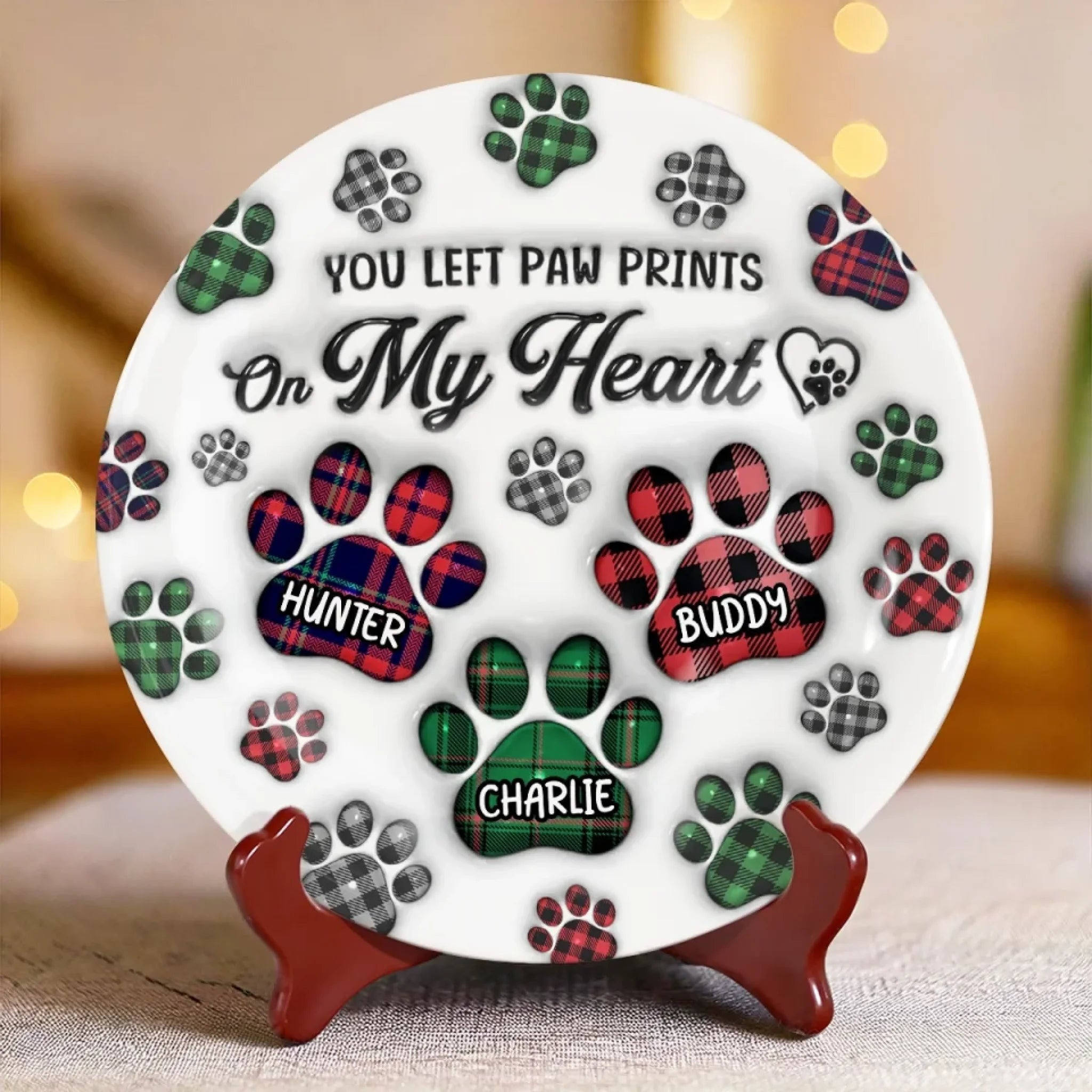 Personalized Ceramic Plates You Left Paw Prints On My Heart Memorial Gifts For Dog Owners