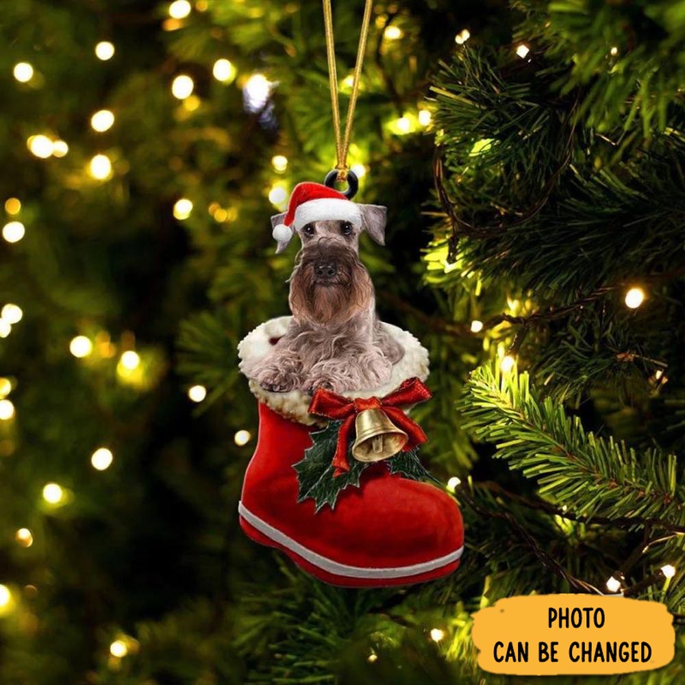 Personalized Cesky Terrier In Santa Boot Christmas Hanging Ornament Perfect Christmas Ornament Gift