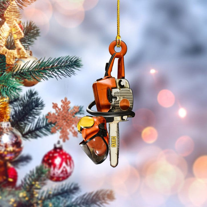 Personalized Chainsaw Ornament Custom Shaped Acrylic Arborist Ornament