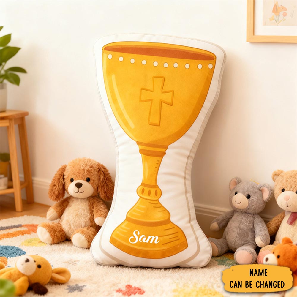 Personalized Chalice Pillow With Custom Name Home Decor Religious Pillow Catholic Gift Faith Gift Mass Pillow