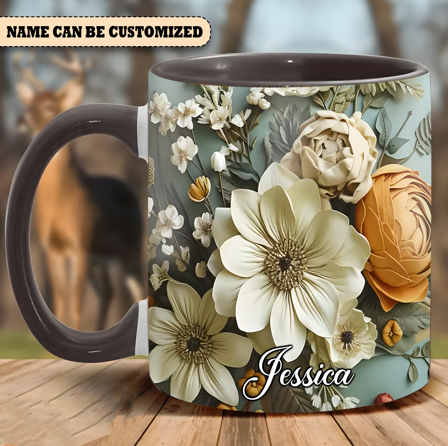 Personalized Charming Flowers Mu Nature Design Tea Cups Floral Gifts For Mother