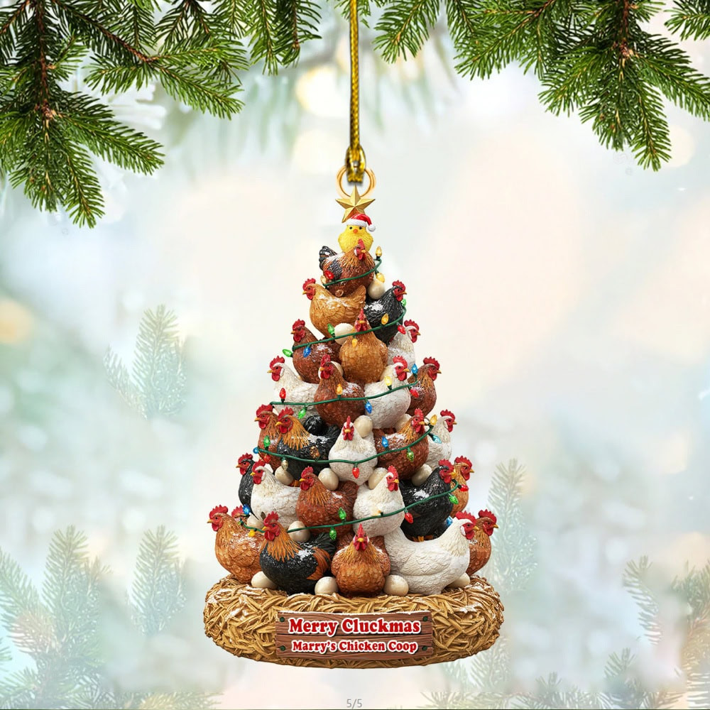 Personalized Checken Farm Custom Flat Acrylic Ornament Christmas Gift For Chicken Lovers