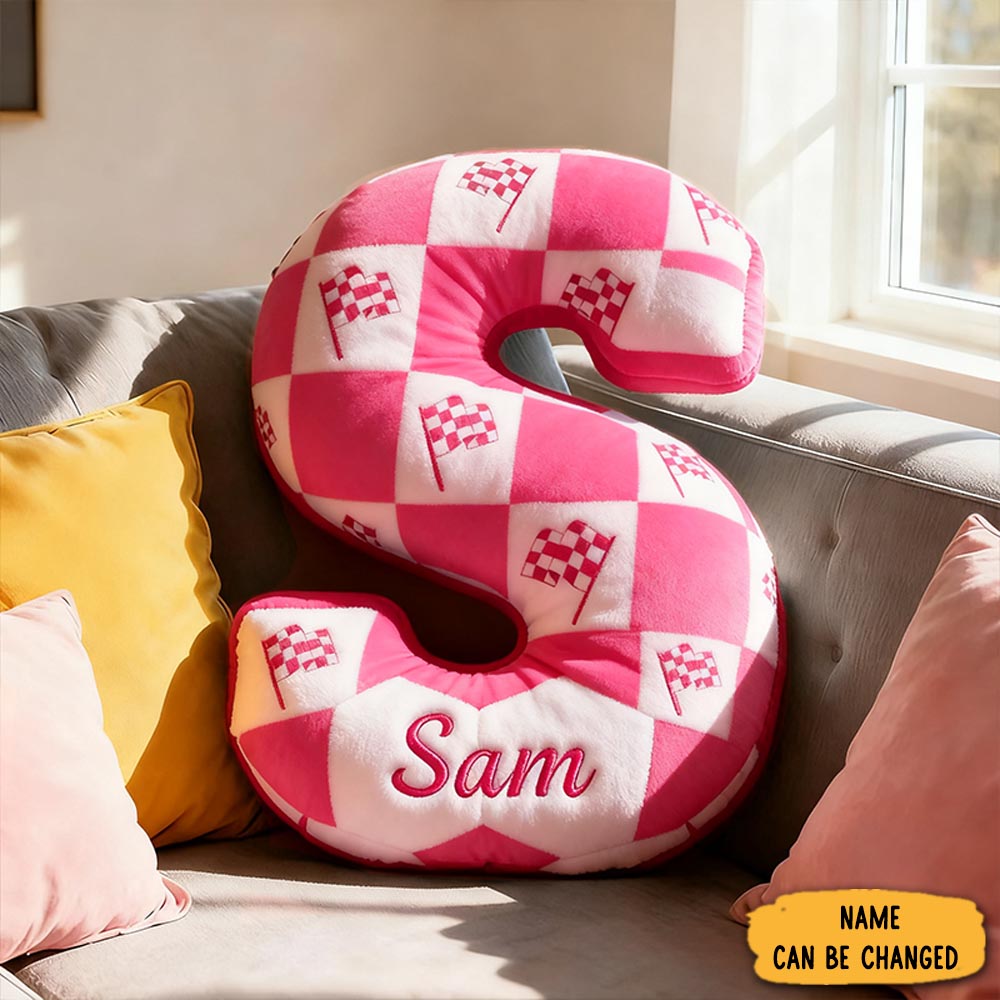 Personalized Checkered Flag Pillow Custom Name 3d Graphic Print Cushion Gift For Racers And Car Lovers