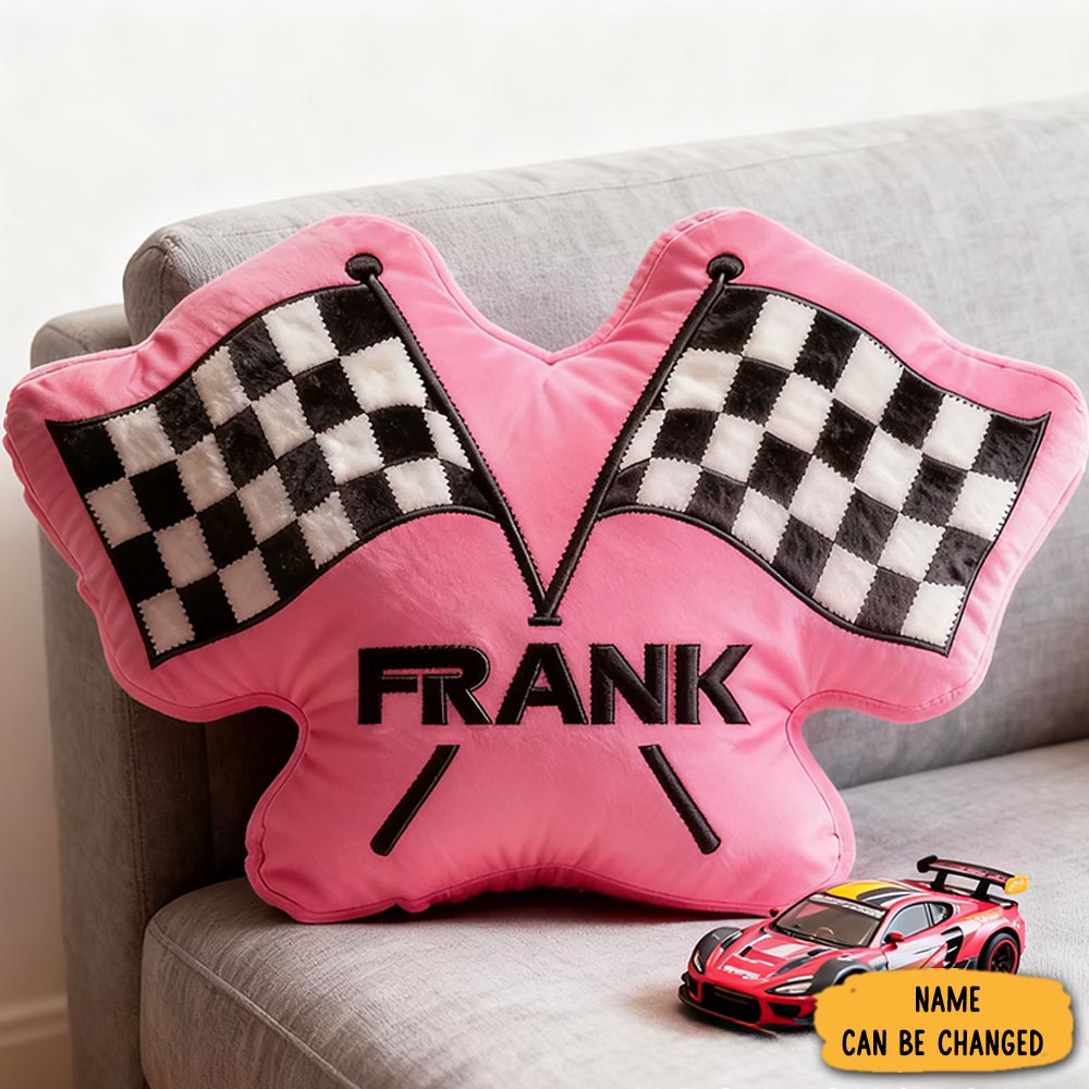 Personalized Checkered Flag Pillow Graphic 3d Print Custom Name Cushion Gift For Racers And Racing Lovers