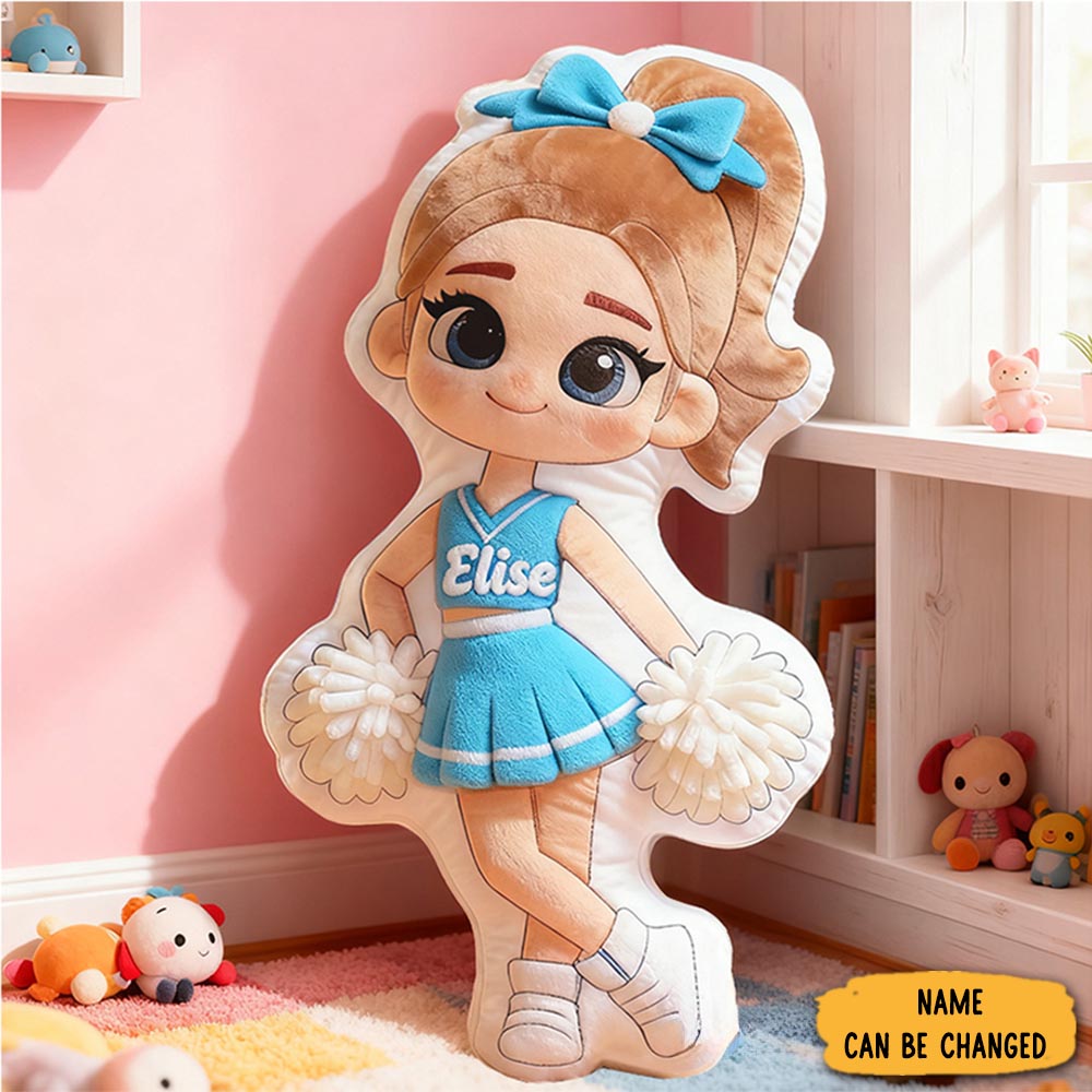 Personalized Cheerleader Gift Pillow With Custom Name And Pom Poms