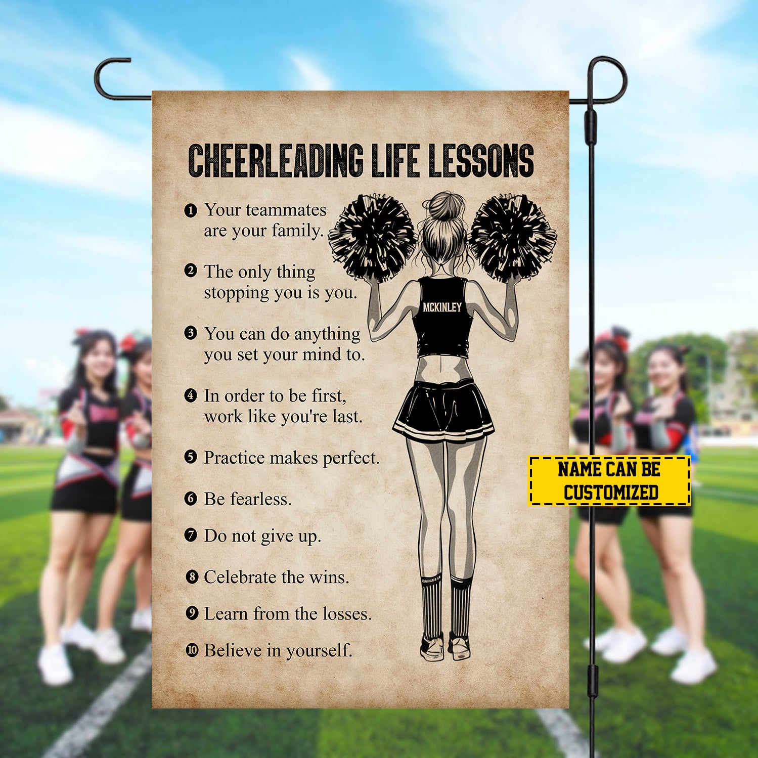 Personalized Cheerleading Life Lessons Flag Sports Outdoor Decor Gift For Cheerleading Lovers