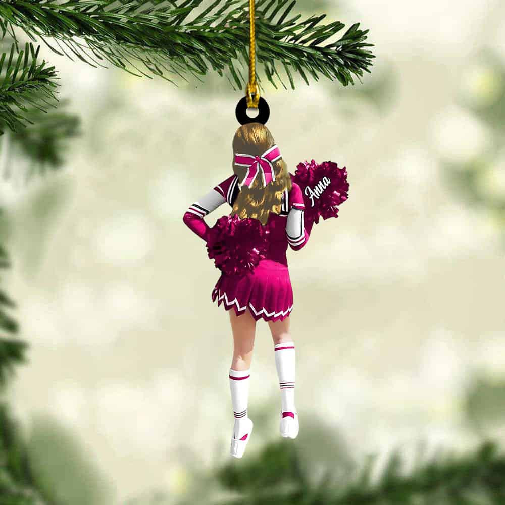 Personalized Cheerleading Pom Pom Girl Christmas Ornament Gift For Cheerleader Cheer Squad