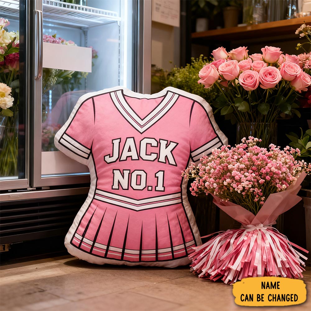 Personalized Cheerleading Uniform Pillow With Custom Name And Number Design