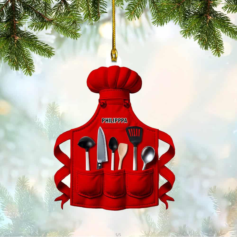 Personalized Chef Apron Christmas Ornament Christmas Gift For Cooking Lover Chef