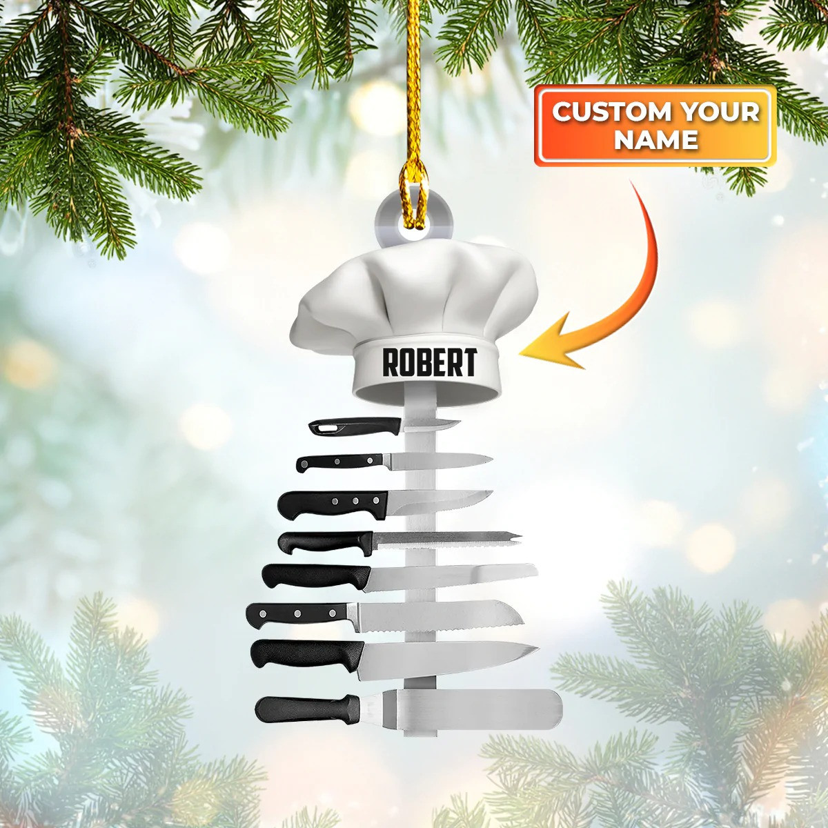 Personalized Chef Ornament 2024 Chef's Hat Christmas Ornament Gifts
