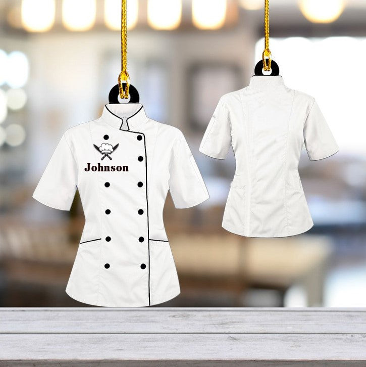 Personalized Chef White Uniform Ornament Custom Chef Hat Acrylic Flat Ornament Love Kitchen