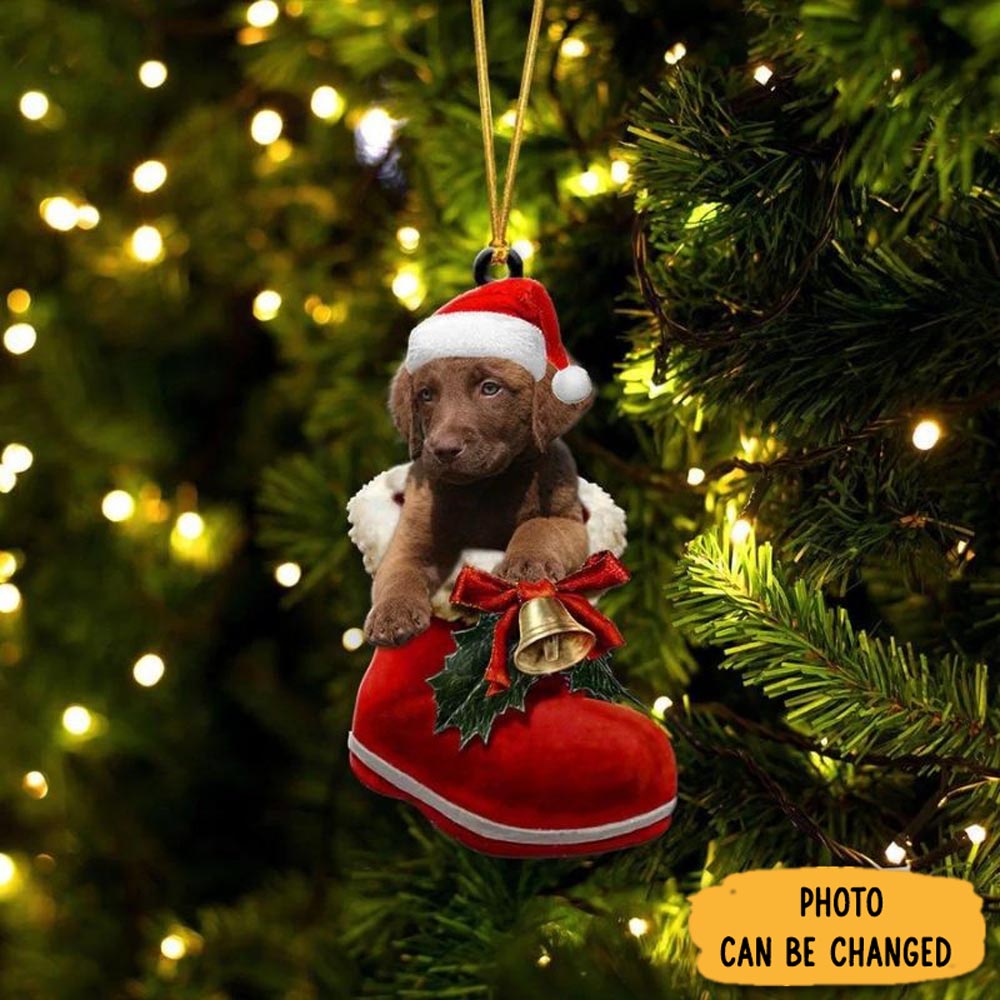Personalized Chesapeake Bay In Santa Boot Christmas Hanging Ornament Heartwarming Holiday Ornament Gift