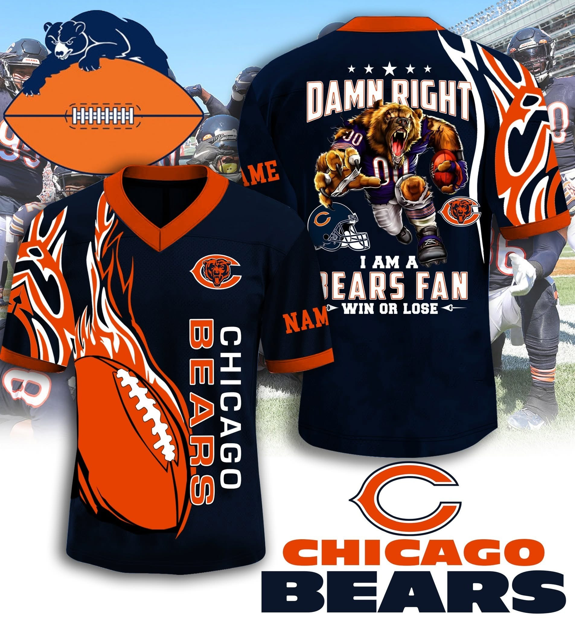Personalized Chicago Bears Damn Right I'm a Bears Win Or Lose Jersey Perfect Gift For Football Supporters