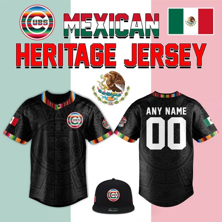 Personalized Chicago Cubs 2025 Mexican Heritage Night Black Jersey Baseball Team Gift Ideas