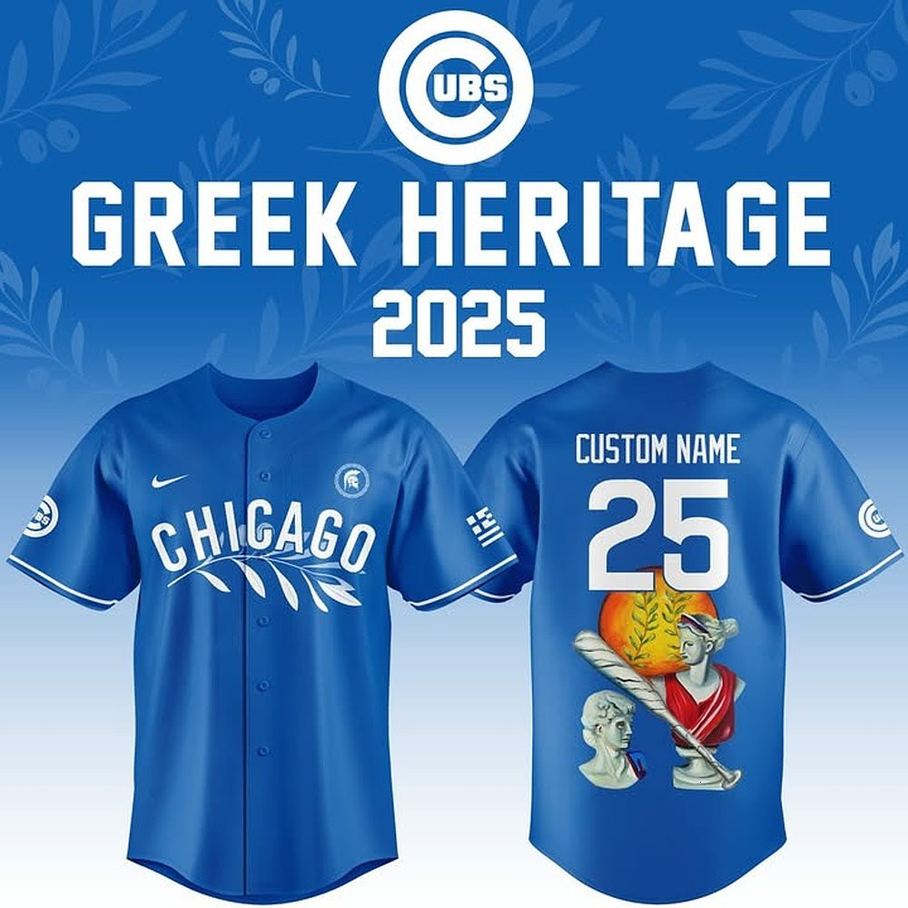 Personalized Chicago Cubs Greek Heritage 2025 Jersey Custom Gift For Baseball Fans