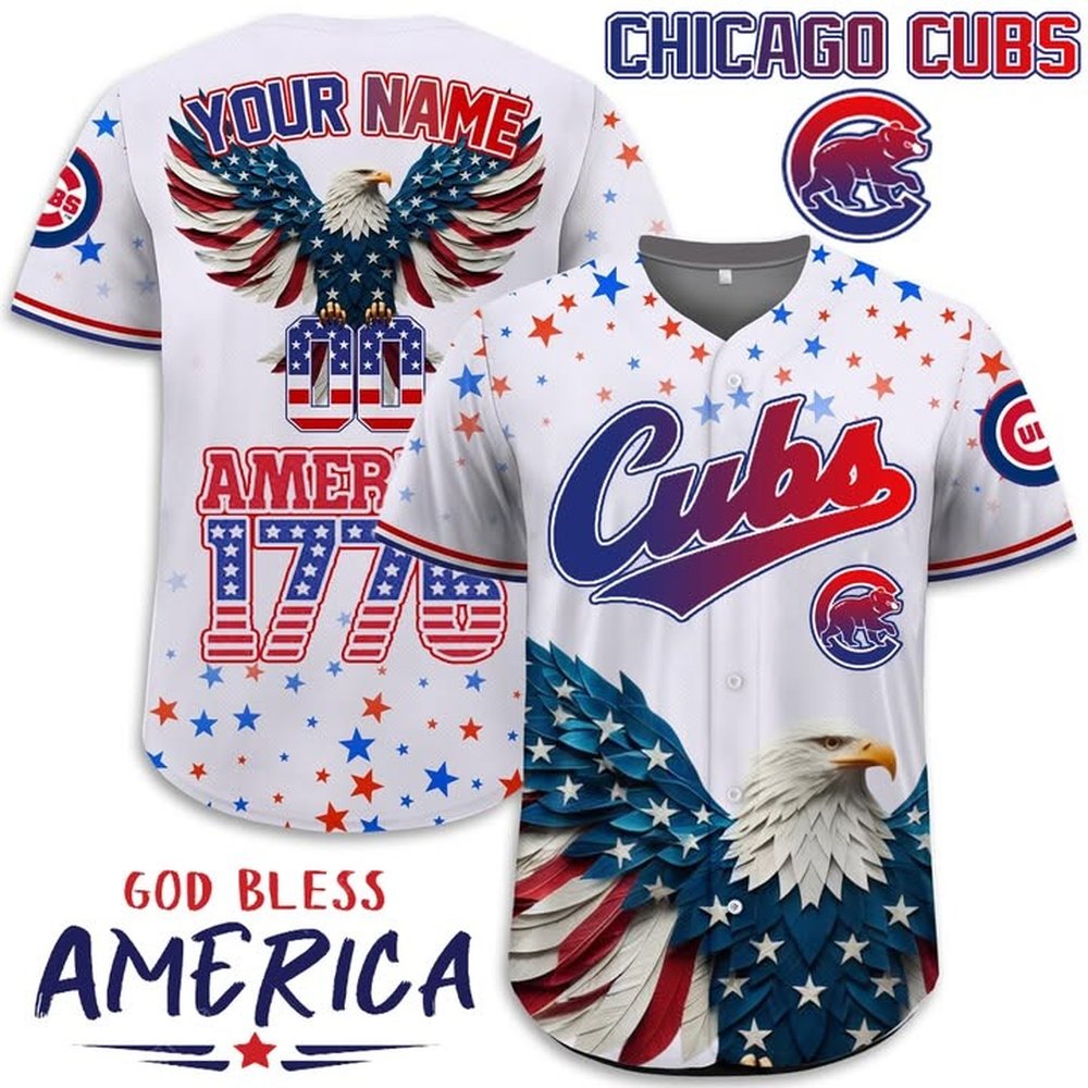 Personalized Chicago Cubs Independence Day 4th Of July Jersey Cubs Merch Gift Ideas For Baseball Players
