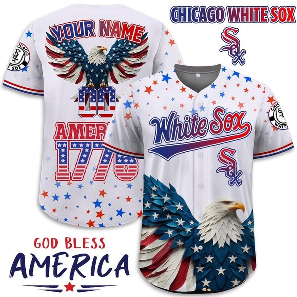 Personalized Chicago White Sox Independence Day 4th Of July Jersey White Sox Merch Best Gifts For Baseball Players