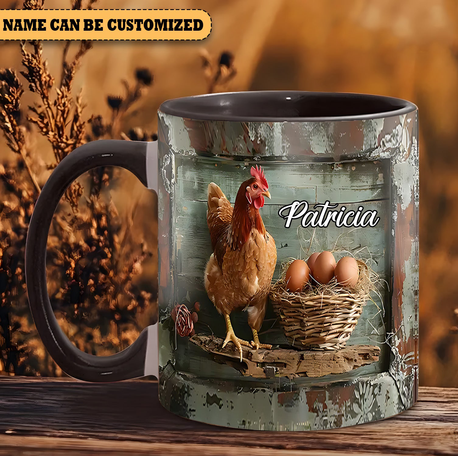 Personalized Chicken And Eggs Mug Cattle Rooster Themed Rustic Coffee Mugs Gifts For Her