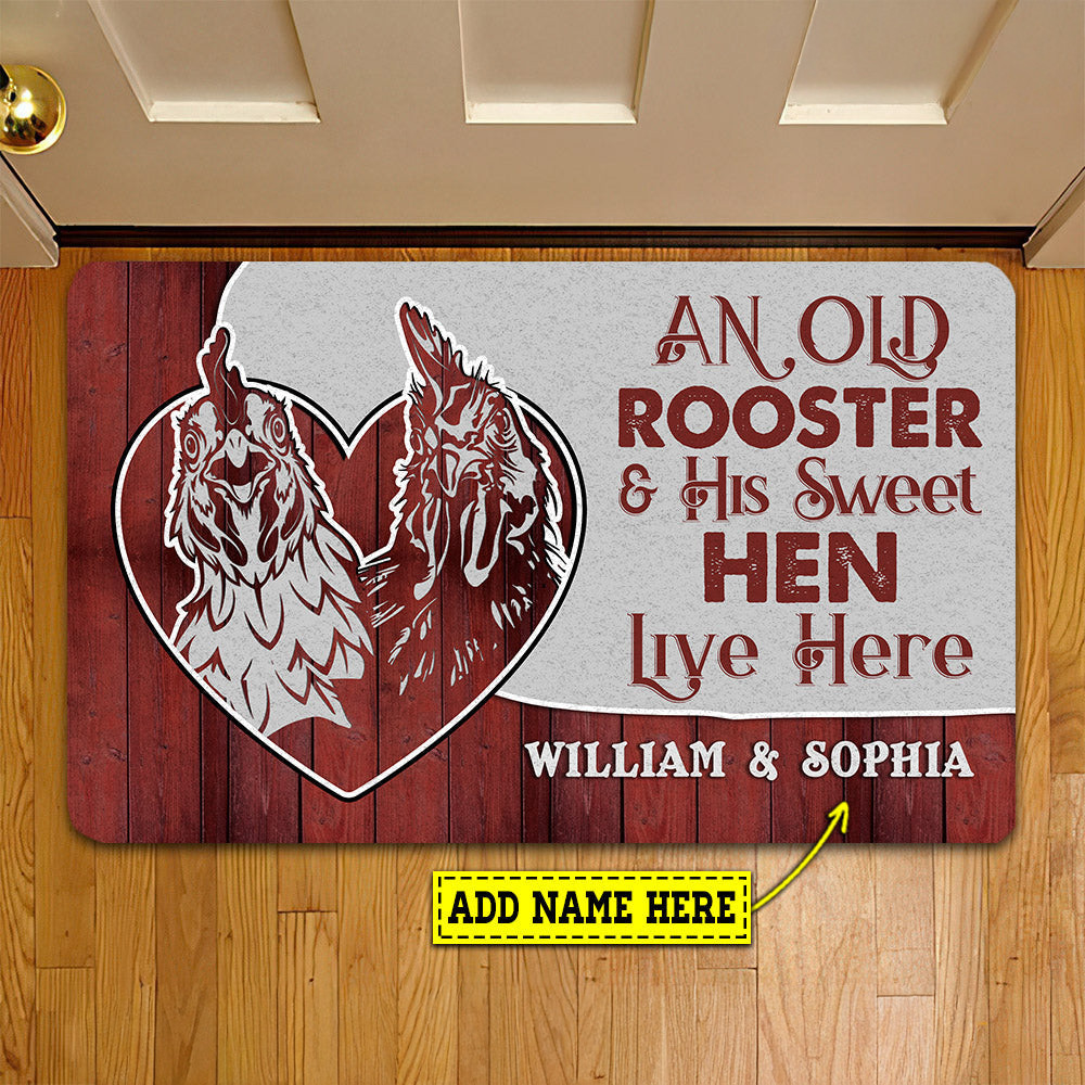 Personalized Chicken Doormat An Old Rooster His Sweet Hen Live Here Gift For Chicken Lovers New Home Gift Housewarming Gift Chicken Decor