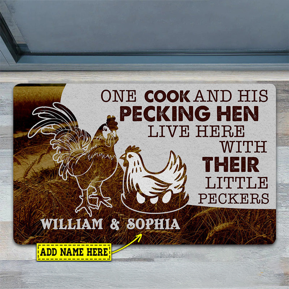 Personalized Chicken Doormat One Cook His Pecking Hen Live Here Gift For Chicken Lovers New Home Gift Housewarming Gift Chicken Decor
