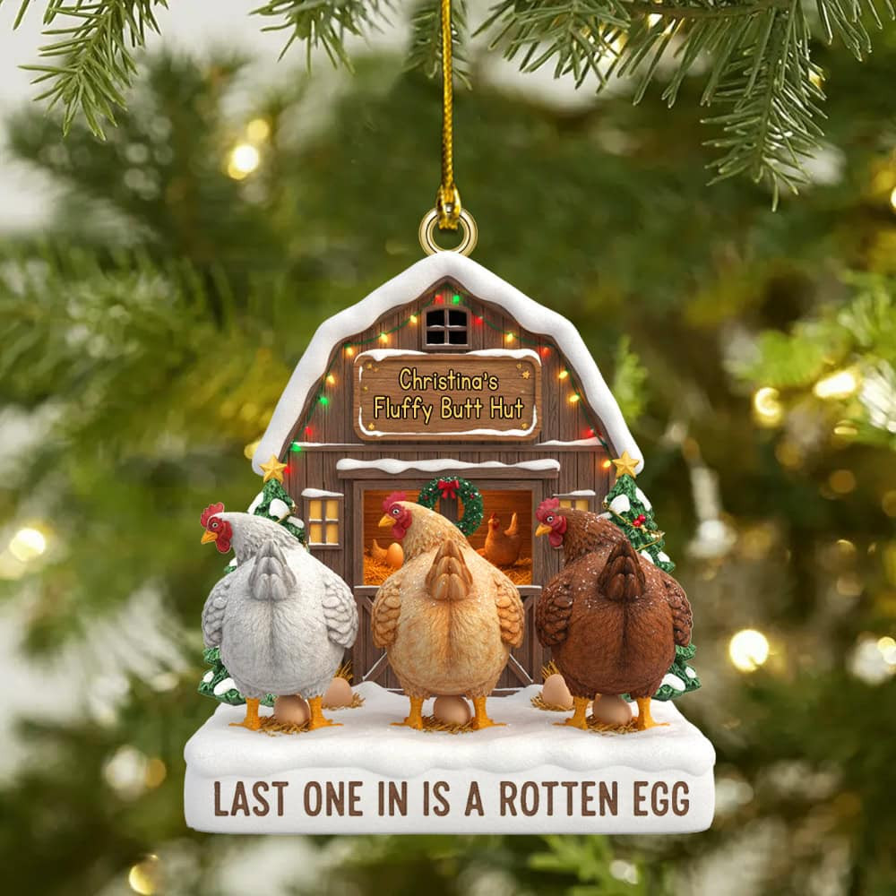 Personalized Chicken Farm Custom Flat Acrylic Ornament Christmas Gift For Farmer