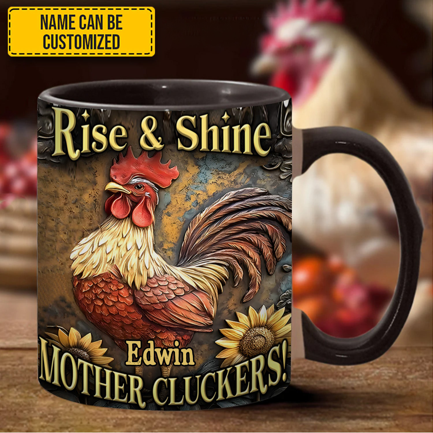 Personalized Chicken Rise And Shine Mug Mother Cluckers Animal Mugs Chicken Lover Gifts