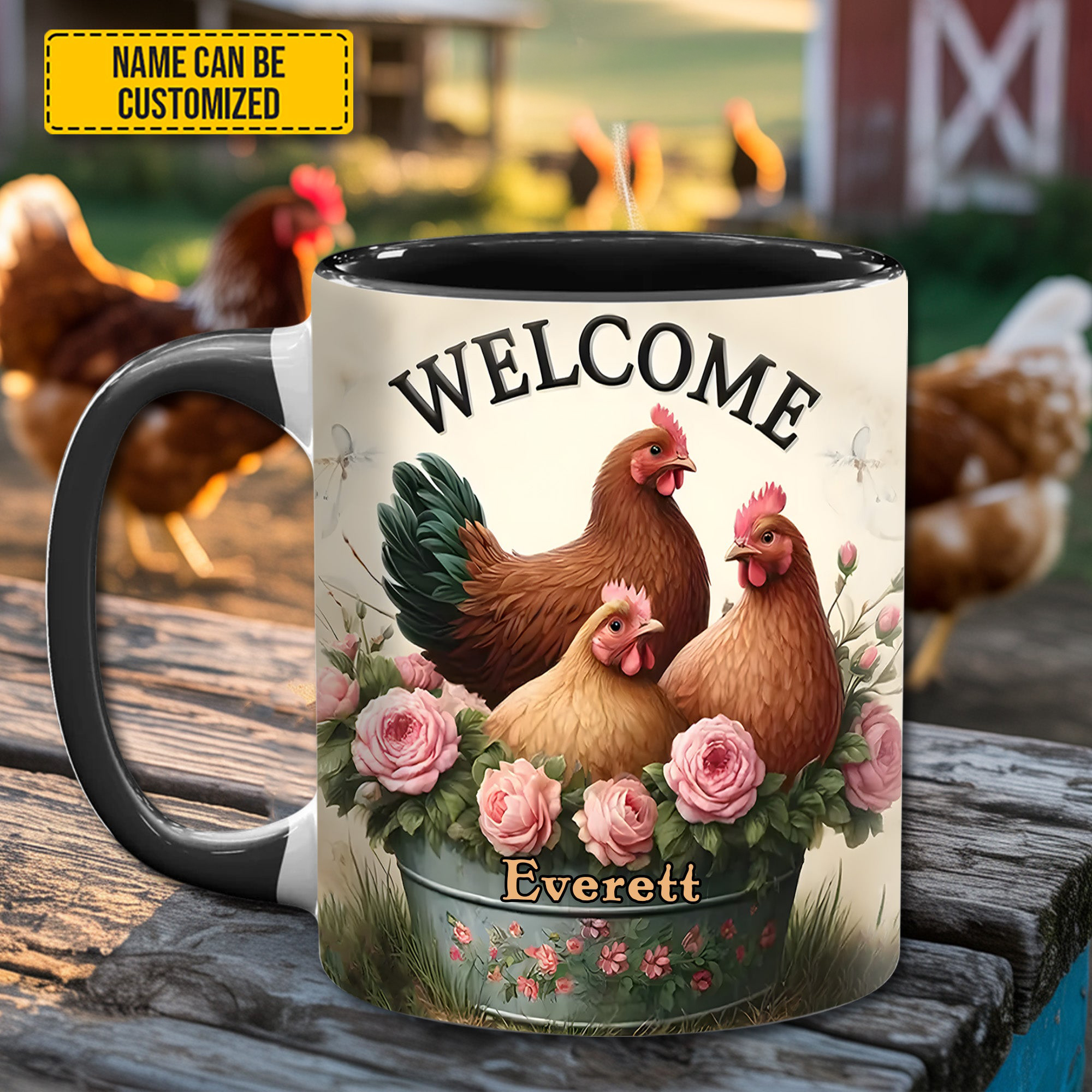 Personalized Chicken Welcome Mug Chicken Design Beverage Cup Gifts For Mom