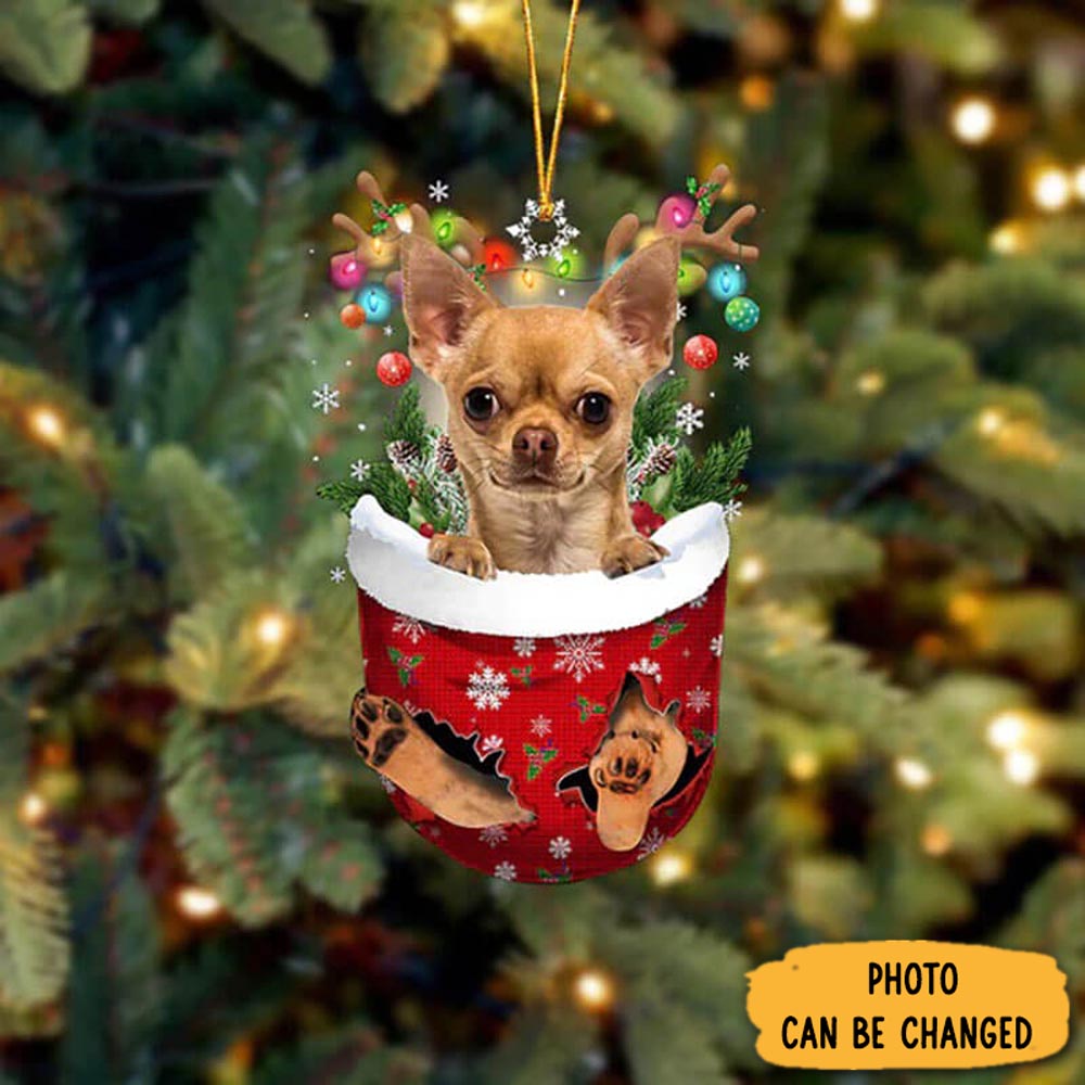 Personalized Chihuahua In Snow Pocket Christmas Ornament Warm Ornament Gift For Family