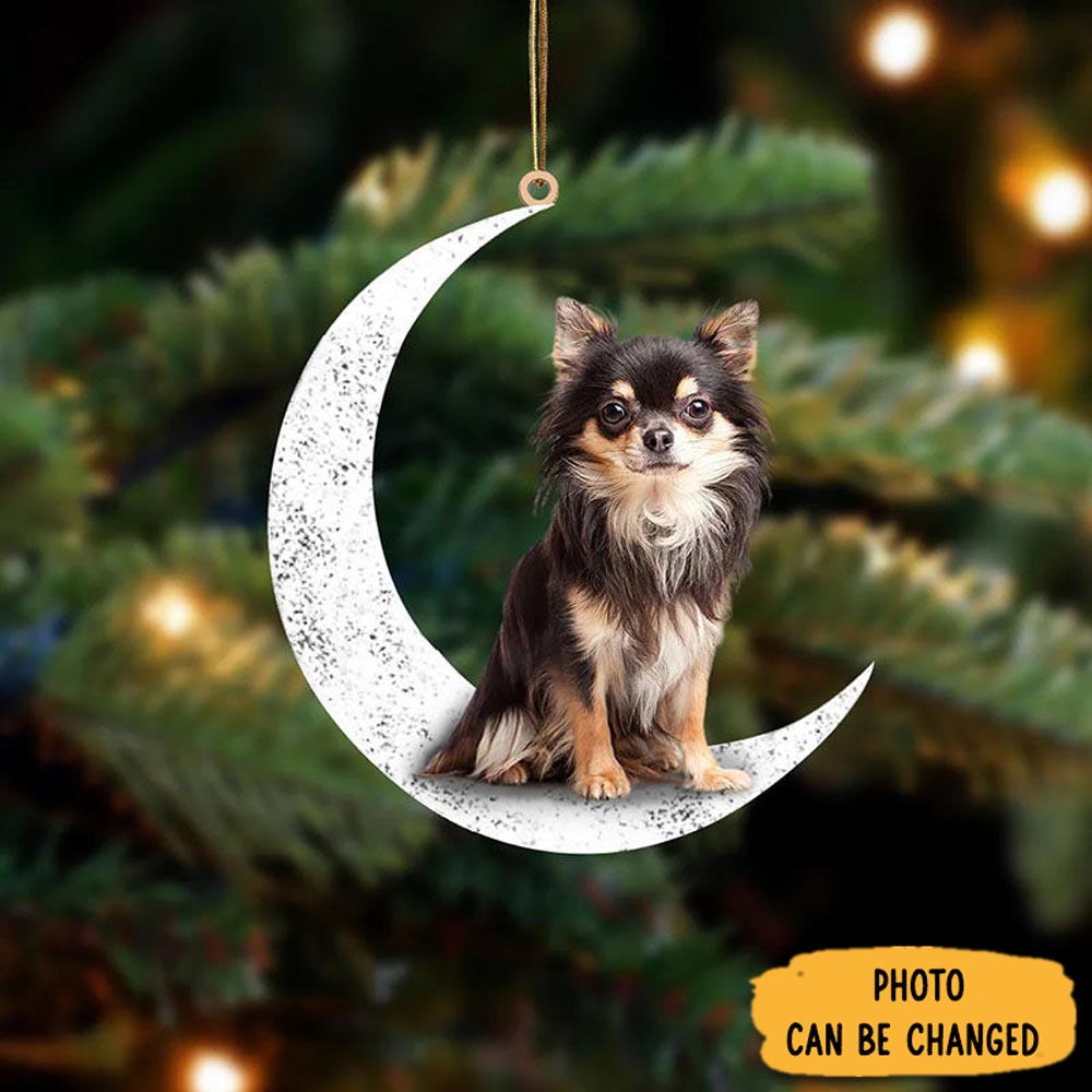 Personalized Chihuahua Sit On The Moon Ornament Classic Christmas Ornament Gift