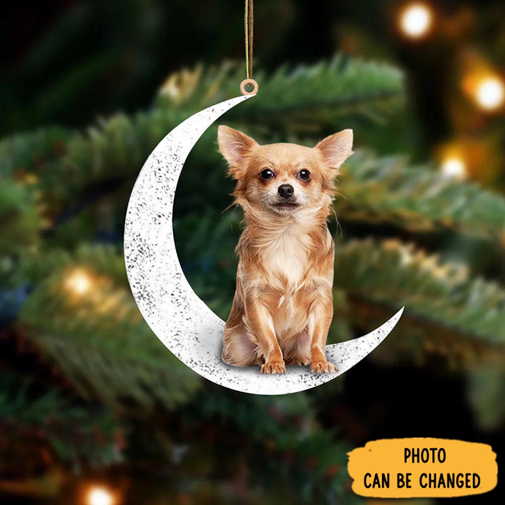 Personalized Chihuahua Sit On The Moon Ornament Elegant Tree Ornament Decoration