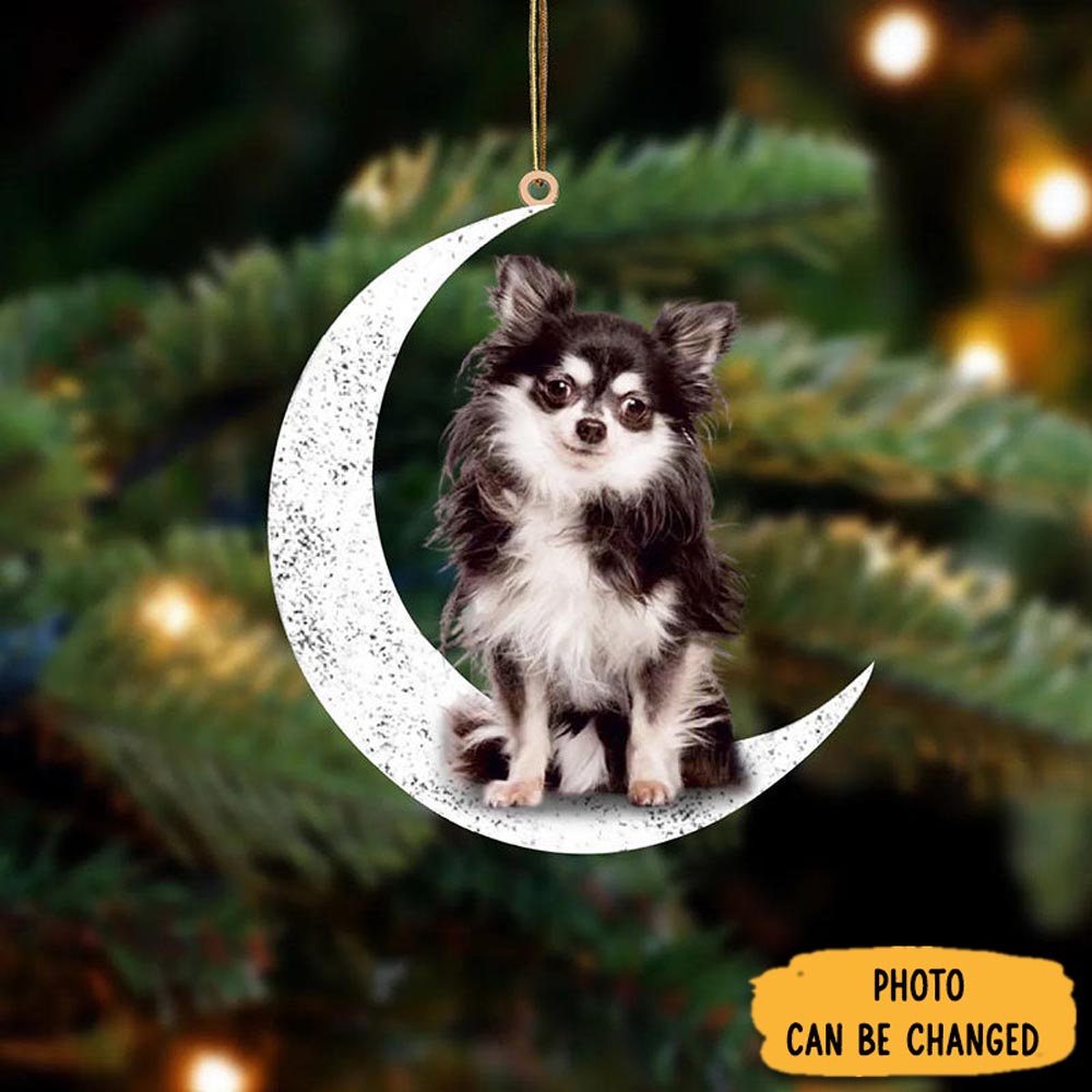 Personalized Chihuahua Sit On The Moon Ornament Holiday Ornament For Home & Family