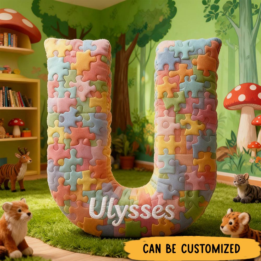 Personalized children's letter pillows, 3D printed custom names, warm holiday decorations, children's colorful puzzles, soft and comfortable.