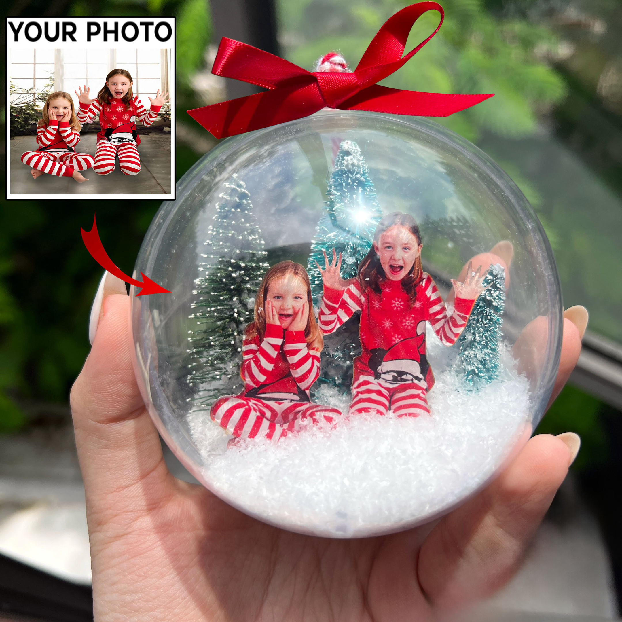 Personalized Child's Photo Snowball Ornament Family Christmas Ornament Holiday Gifts