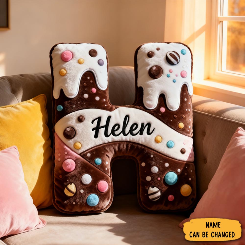 Personalized Chocolate Doughnut Alphabet Throw Pillow Graphic 3d Print Letter And Numbers Pillow With Name For Kids Baker Birthday Gift