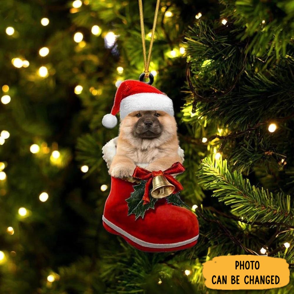 Personalized Chow Chow In Santa Boot Christmas Hanging Ornament Adorable Easter Ornament Keepsake