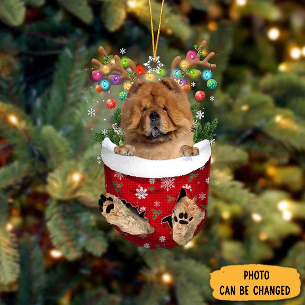 Personalized Chow Chow In Snow Pocket Christmas Ornament Meaningful Birthday Ornament Gift