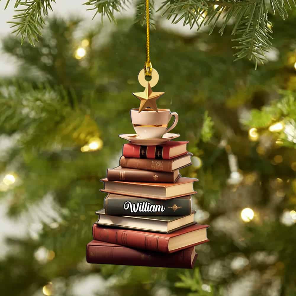 Personalized Christmas Book Tree Ornament Librarian Ornament Book Lover Ornament Book Club Ornament Custom Book Lover Christmas Gifts
