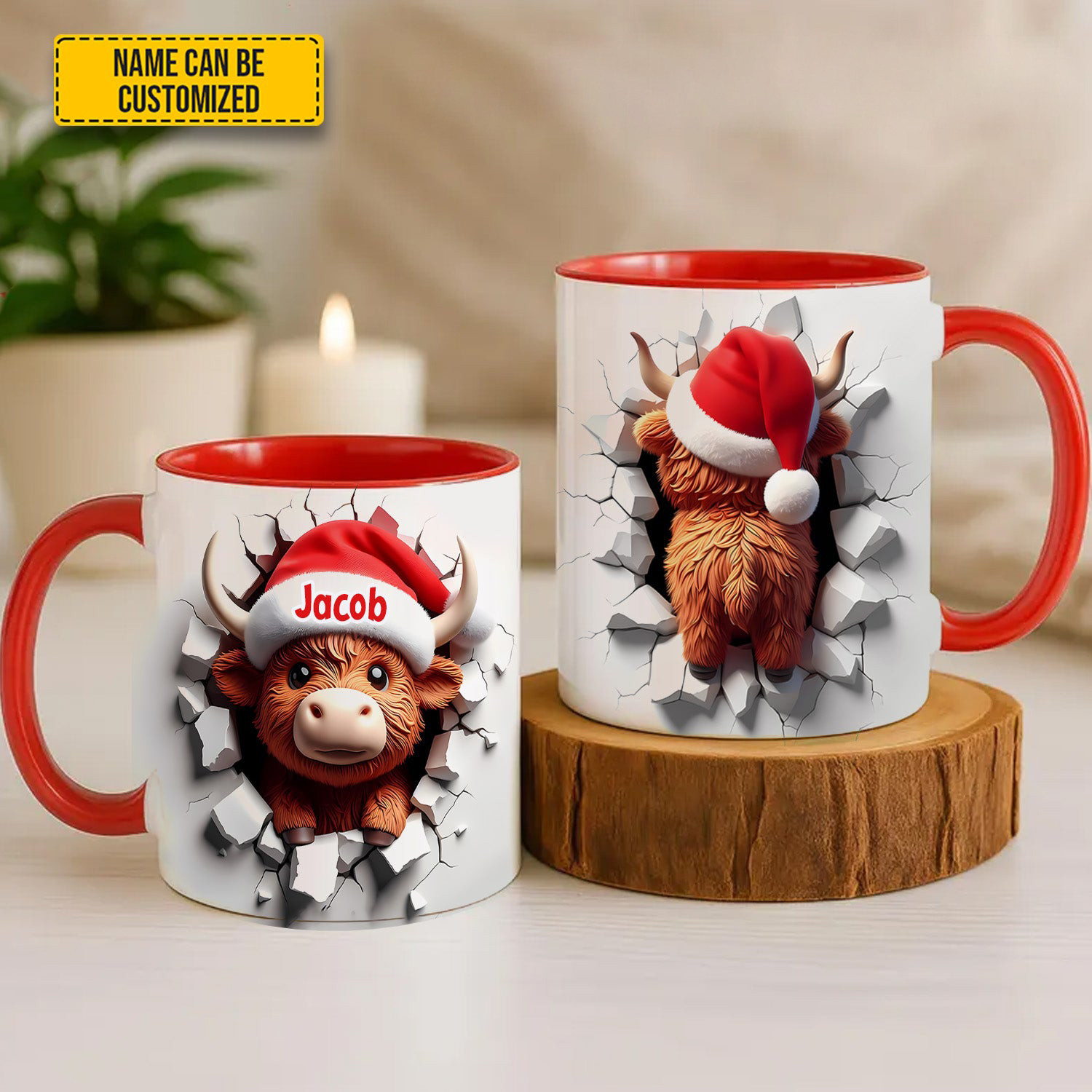 Personalized Christmas Highland Cow Mug Xmas Design Cow Coffee Mug Unique Gifts