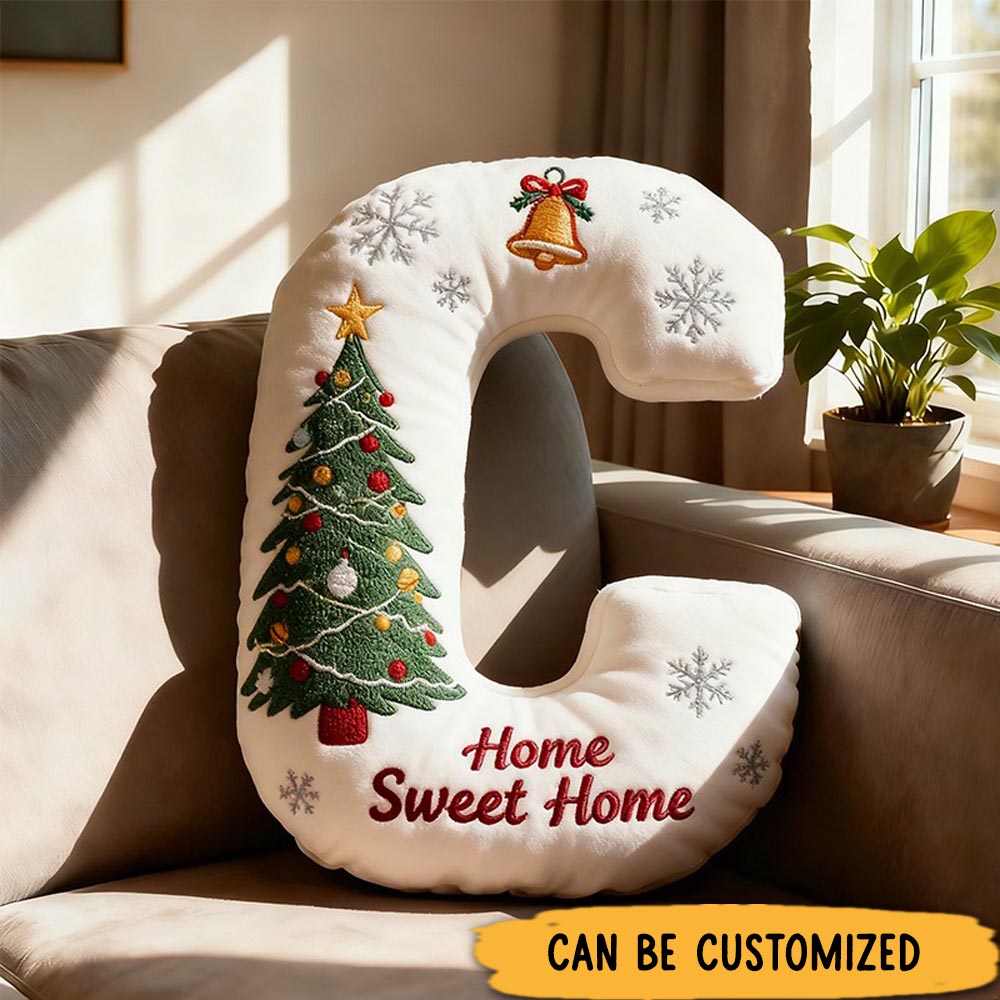 Personalized Christmas Letter Pillow Holiday Decor Graphic 3D Print Soft Plush Throw Pillow Gifts for Kids