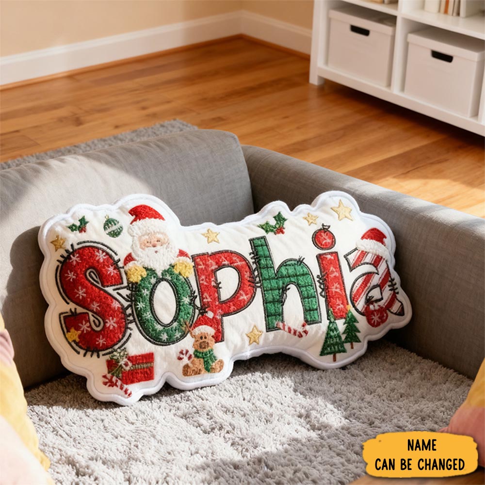 Personalized Christmas Name Santa Claus Style Cute Custom Kids Room Festive Cozy Holiday Graphic 3d Print Pillows