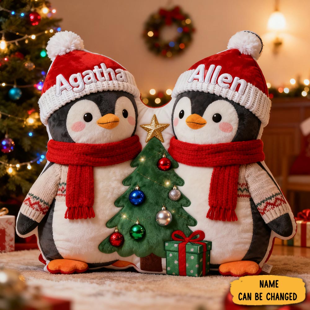 Personalized Christmas Penguin Pillow Animal Decor Bedroom Decor Gifts For Penguin Lovers