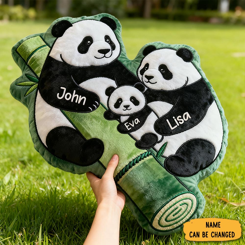 Personalized Christmas Pillow Happy Panda Family Bamboo Enthusiast Graphic 3d Print Design
