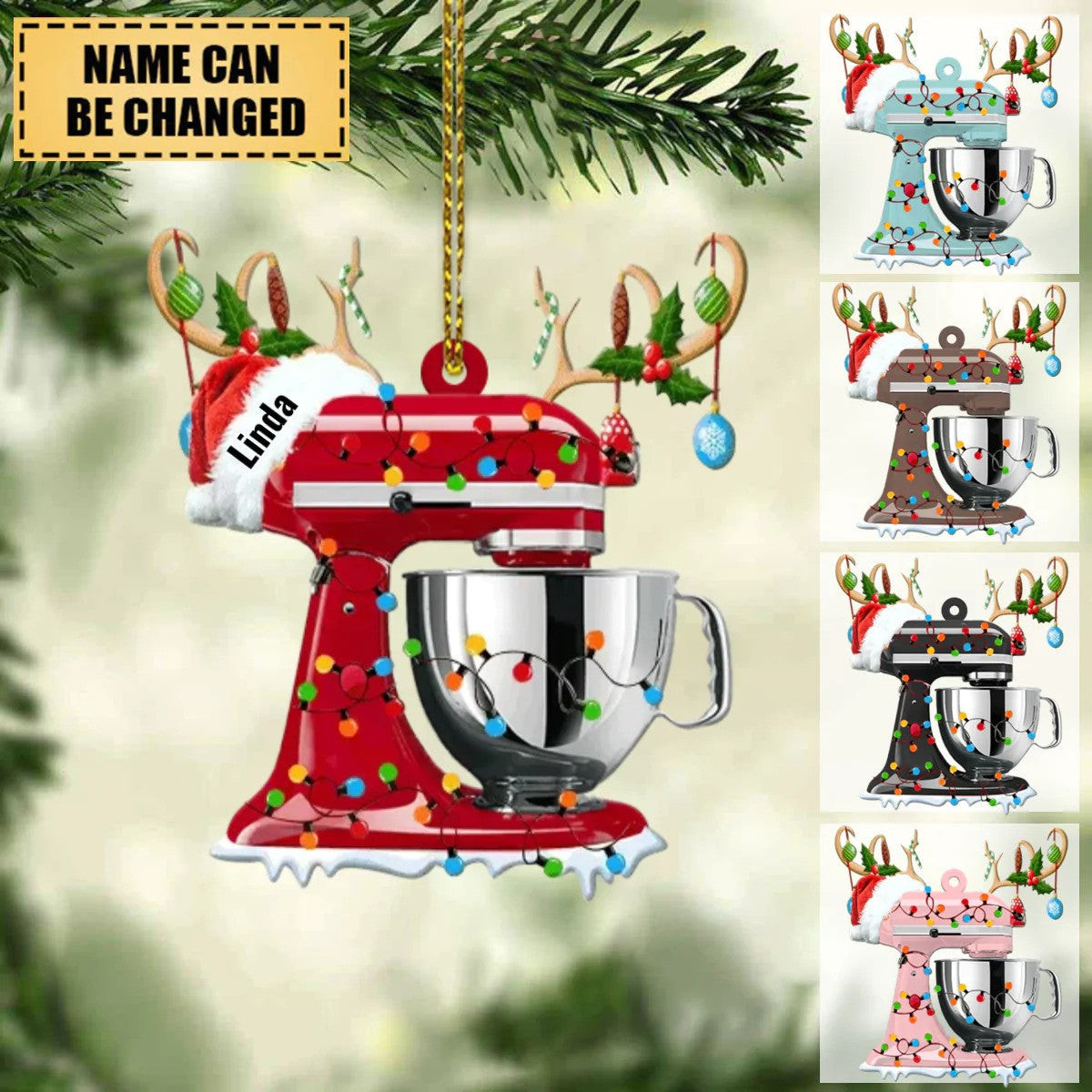 Personalized Christmas Reindeer Baking Mixer Ornament for Baker Gift for Mom Who loves Baking