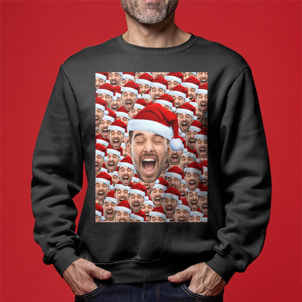 Personalized Christmas Sweatshirt With Multiple Faces For Men Xmas Sweaters For Family
