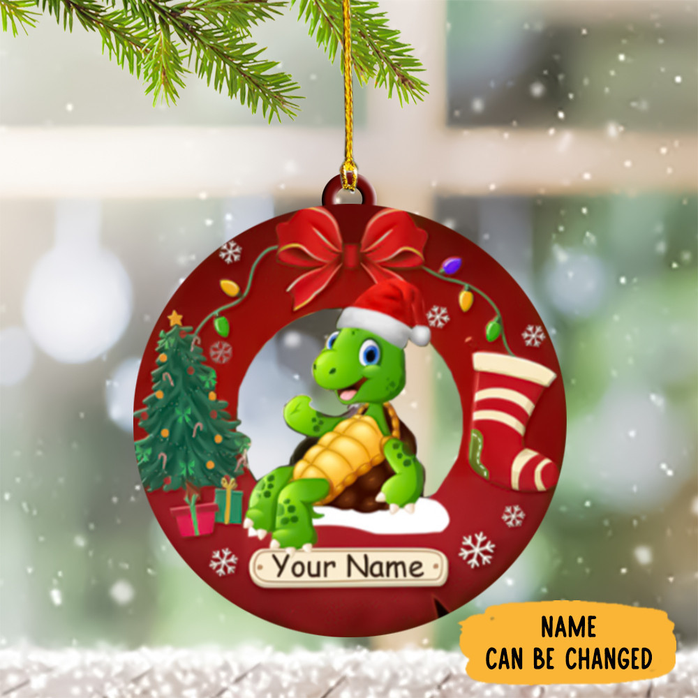 Personalized Christmas Turtle Ornament Turtle Christmas Tree Ornaments For 2024