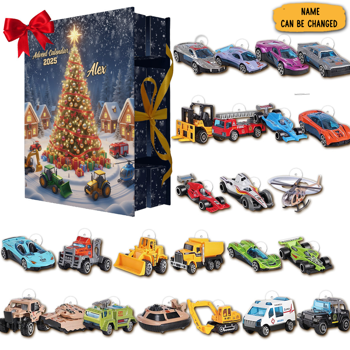 Personalized Christmas Vehicle Folded Advent Calendar Winter Decor Xmas Gifts For Boys