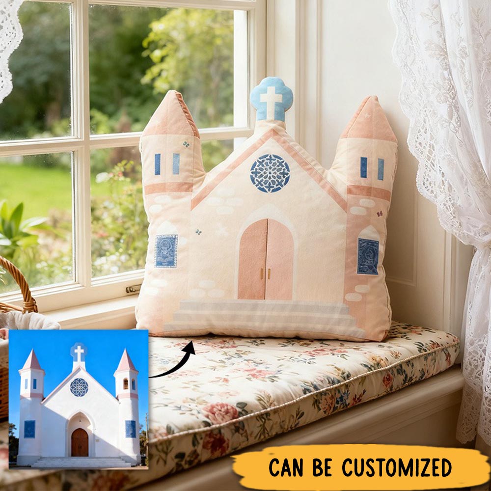 Personalized Chruch Pillow with Custon Chruch Photo Home Decor Pillow Religious Faith Gift Catholic Gift Mass Gift for Kids