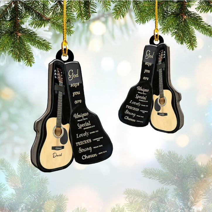 Personalized Classic Guitar Custom Name Ornament Christmas Acrylic Custom Shape Ornament for Guitar Players